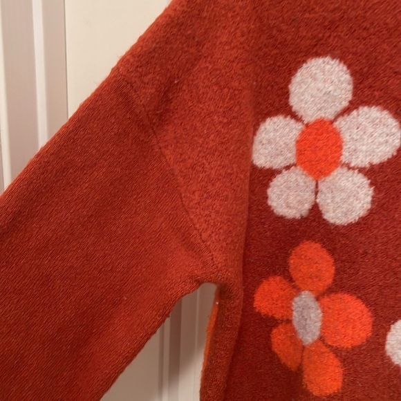 Coco‎ & Jamieson Cropped Sweater Women’s Sz M 2 tone orange with flower design - Picture 8 of 15